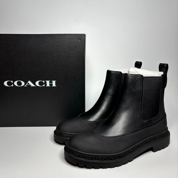 Coach Men's Carver Lug Sole Chelsea Boots in Black - Picture 1 of 10
